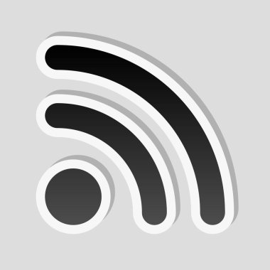 RSS simgesi. Etiket tarzı ile beyaz ve gri arka plan üzerinde basit gölge