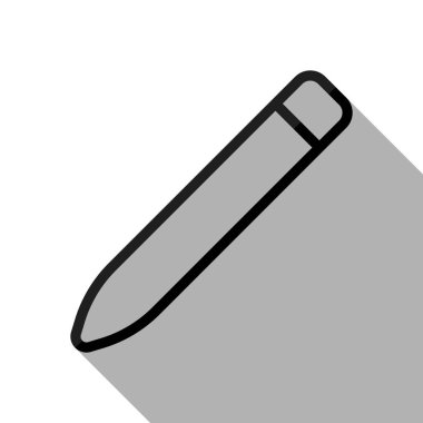 Basit kalem. Doğrusal, ince anahat. Uzun gölge beyaz arka planda siyah nesnesiyle