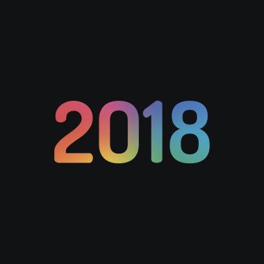 2018 sayı simgesi. Yeni Yılınız Kutlu Olsun. Gökkuşağı rengi ve koyu arka plan