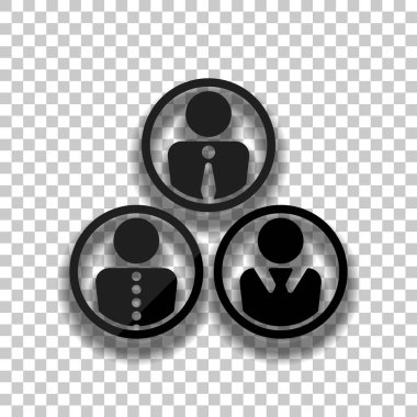 Office insanlar, takım. Saydam arka plan üzerinde yumuşak gölgeli siyah cam kutsal kişilerin resmi