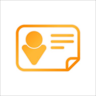 Kimlik kartı simgesi. Doğrusal tarzı. Portakal işareti beyaz arka plan üzerinde düşük ışık ile