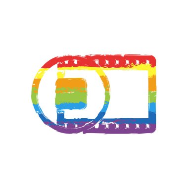 Film şeridi daire durak simgesiyle. basit siluet. Çizim işaretiyle Lgbt stil, gökkuşağı (kırmızı, turuncu, sarı, yeşil, mavi, Indigo, menekşe, yedi renk