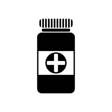 Banka hapları simgesi. Beyaz arka planda siyah simgesi