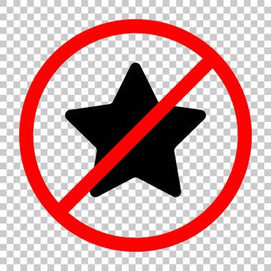 Yıldız simgesi. Siyah kırmızı uyarı işareti şeffaf arka plan ile nesnesinde izin yok