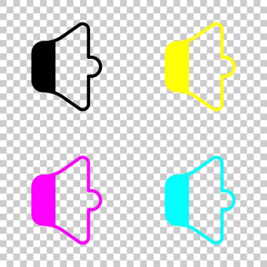 CMYK simgeleri şeffaf arka plan üzerinde set renkli basit birim dk.