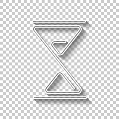 kum saati, bir satır, anahat simgesi. Gölge şeffaf arka plan üzerinde beyaz anahat işaretiyle