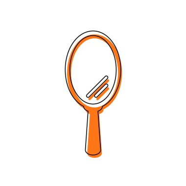 Basit el ayna simgesi. İzole simge siyah ince dağılımı ve farklı katmanlarda doldurma taşındı turuncu oluşan. Beyaz arka plan