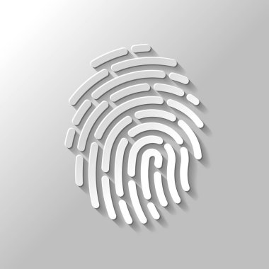 Parmak izi. Gölge gri arka plan üzerinde logo veya uygulama kağıt stiliyle basit simgesi