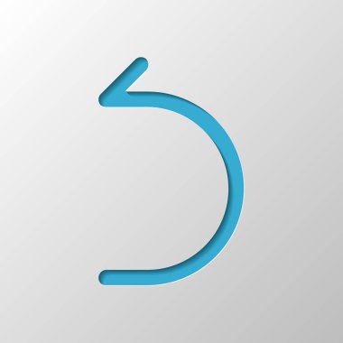 Basit ok, geriye doğru. Doğrusal, ince anahat. Kağıt tasarımı. Gölge ile düzenlenen sembolü