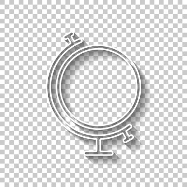 Basit dünya. Doğrusal simgesi, ince anahat. Gölge şeffaf arka plan üzerinde beyaz anahat işaretiyle