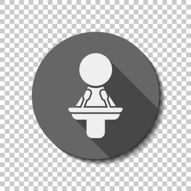 Kadın sözcü kutsal kişilerin resmi. düz simgesi, uzun gölge, daire, şeffaf ızgara. Rozet veya etiket stili