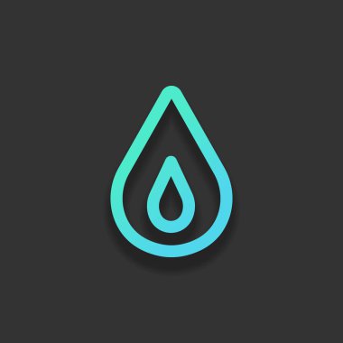 alev ateş. basit siluet. Renkli logo kavramı koyu arka plan üzerinde yumuşak gölge ile. Masmavi okyanus rengini simgesi