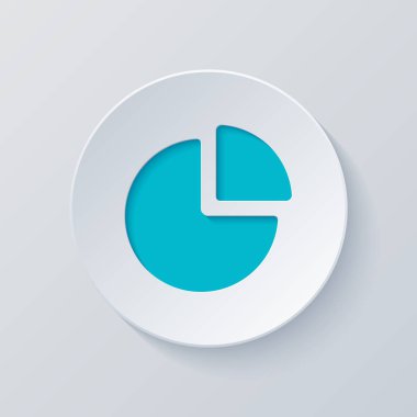 İş pasta grafiği simgesi. Gri ve mavi katmanları ile daire kes. Kağıt tarzı