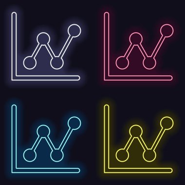 Büyüyen grafik hat simgesi. Moda neon işareti kümesi. Koyu arka plan üzerinde casino tarzı. Seamless modeli