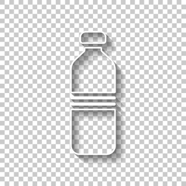 şişe su, basit simgesi. Gölge şeffaf arka plan üzerinde beyaz anahat işaretiyle