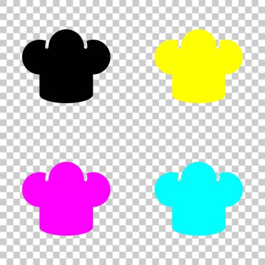 Basit chef şapka simgesi. Mutfak logosunu görmeniz gerekir. Cmyk simgeleri şeffaf arka plan üzerinde renkli dizi