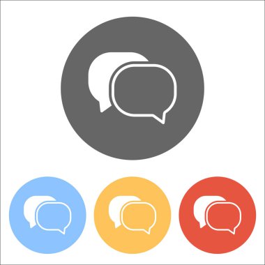 sohbet simgesi. Renkli daireler üzerinde beyaz simgeler kümesi