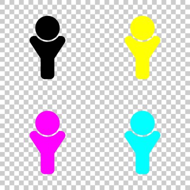 Basit erkek sembolü. Adam simgesi. Cmyk simgeleri şeffaf arka plan üzerinde renkli dizi