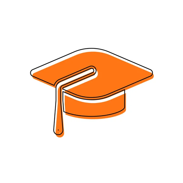 毕业帽 教育图标 由黑色薄轮廓和橙色组成的独立图标在不同的图层上移动填充 白色背景 — 图库矢量图片