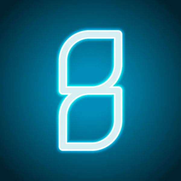 Číslo Číslice Osmý Neon Styl Světelné Dekorace Ikona Jasný Symbol — Stockový vektor
