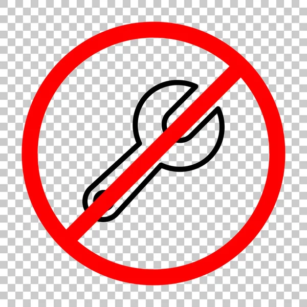 Basit anahtar. Doğrusal, ince anahat. Siyah kırmızı uyarı işareti şeffaf arka plan ile nesnesinde izin yok