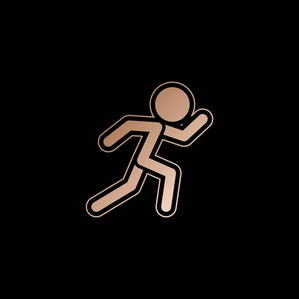 Hombre Corriendo Icono Simple Estilo Oro Rojo Sobre Fondo Negro — Vector de stock