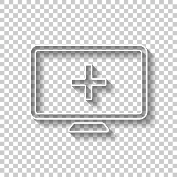 Компьютерный Медицинский Крест Медицинский Сайт Простой Значок Знак Белого Контура — стоковый вектор