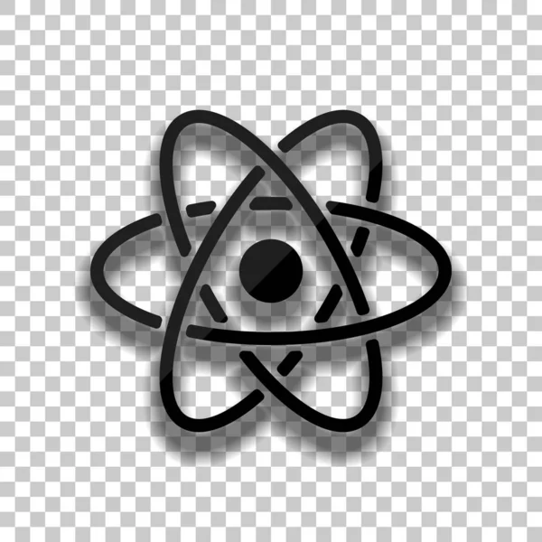 Επιστημονική Atom Σύμβολο Απλό Εικονίδιο Μαύρο Γυαλί Εικονίδιο Μαλακό Σκιάς — Διανυσματικό Αρχείο