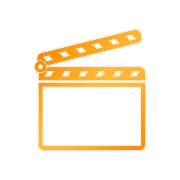 Film Clap Board Cinema Open Icon Orange Sign Low Light — Stock Vector