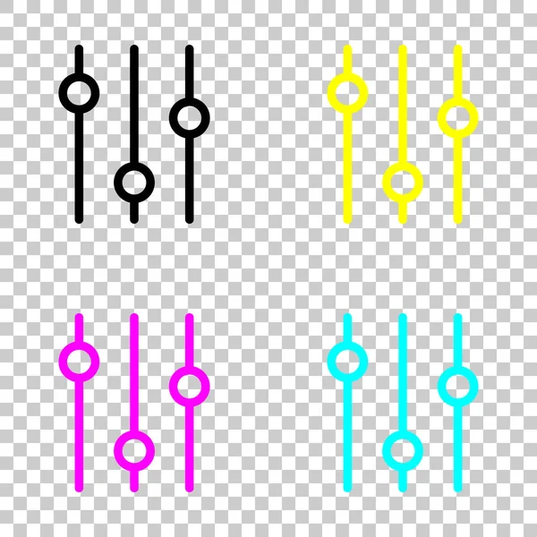 ayarı. basit simgesi. Cmyk simgeleri şeffaf arka plan üzerinde renkli dizi
