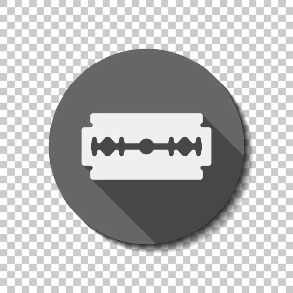 Лезвие Простой Силуэт Белый Плоский Значок Длинной Тенью Круге Прозрачном — стоковый вектор