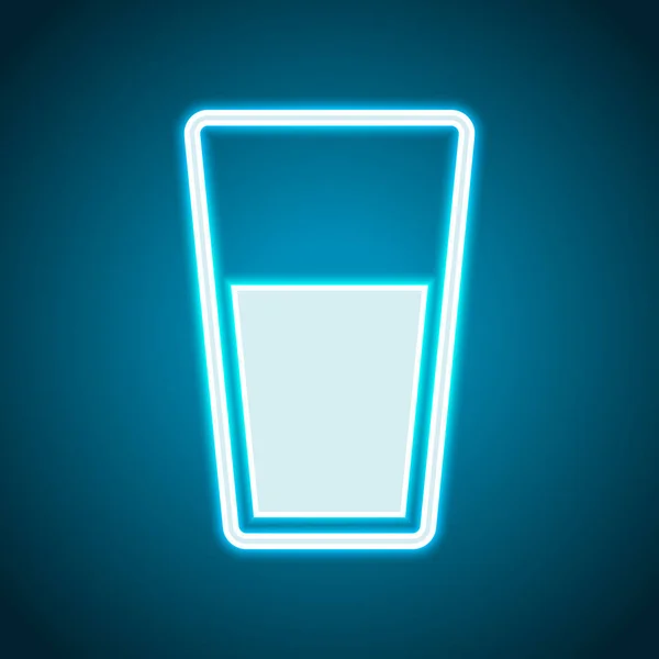 Glas Water Pictogram Neon Stijl Lichte Decoratie Pictogram Lichte Elektrische — Stockvector