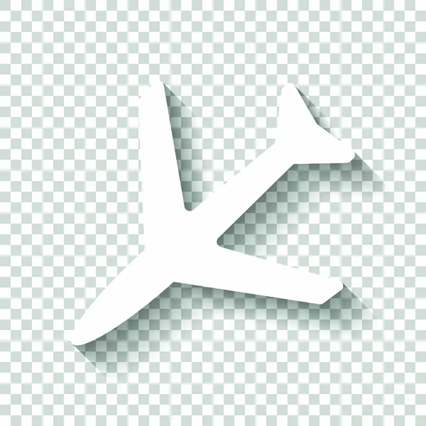 Icono Avión Icono Blanco Con Sombra Sobre Fondo Transparente — Archivo Imágenes Vectoriales