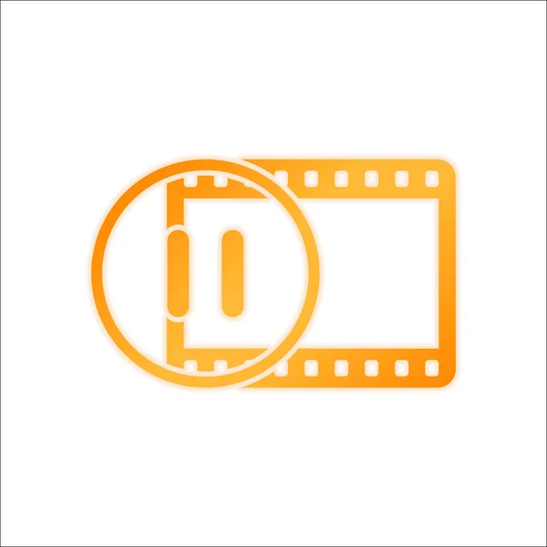Film Strip Met Pauze Symbool Cirkel Eenvoudige Silhouet Oranje Ondertekenen — Stockvector