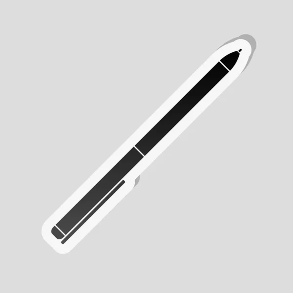 Піктограма Ручки Стиль Наклейки Білою Рамкою Простою Тіні Сірому Фоні — стоковий вектор