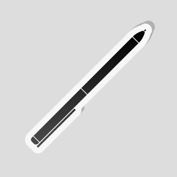 Icono Pluma Estilo Etiqueta Con Borde Blanco Sombra Simple Sobre — Vector de stock