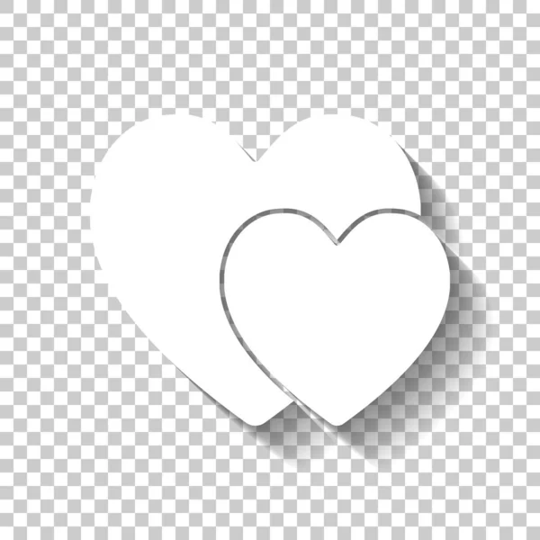 Καρδιές Απλή Εικόνα Λευκό Εικονίδιο Σκιάς Διαφανές Φόντο — Διανυσματικό Αρχείο
