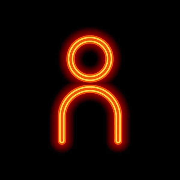 Simple Person Icon Linear Symbol Thin Outline Orange Neon Style — Stock Vector