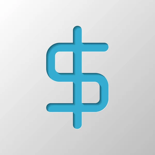 Símbolo Dólar Simple Diseño Papel Símbolo Cortado Con Sombra — Vector de stock