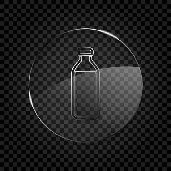 Flaska Vatten Enkel Ikon Ikonen Cirkel Glas Bubbla Mörk Transparent — Stock vektor