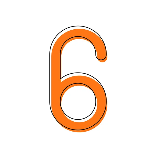 Nummer Sex Siffror Enkel Bokstav Isolerade Ikonen Bestående Svart Tunn — Stock vektor