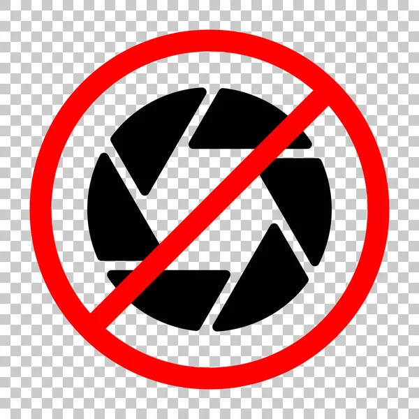 Kamera objektif. basit siluet. Siyah kırmızı uyarı işareti şeffaf arka plan ile nesnesinde izin yok