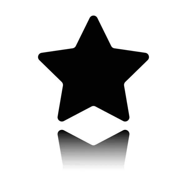 Icono Estrella Icono Negro Con Reflejo Espejo Sobre Fondo Blanco — Archivo Imágenes Vectoriales