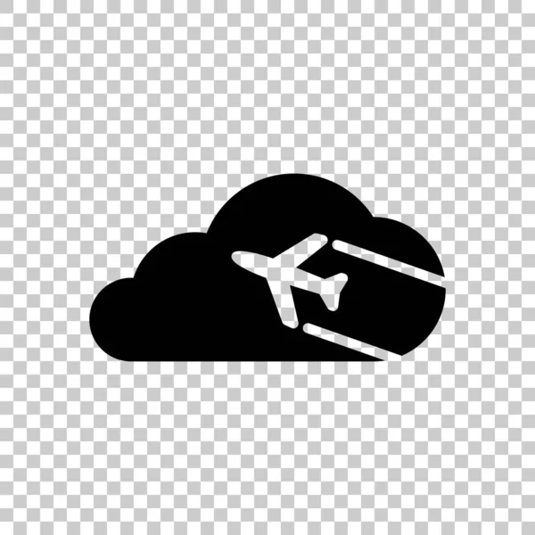 Avion Nuage Simple Icône Logo Icône Noire Sur Fond Transparent — Image vectorielle