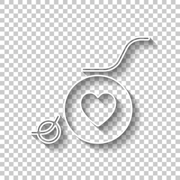 Fauteuil Roulant Coeur Icône Contour Signe Contour Blanc Avec Ombre — Image vectorielle