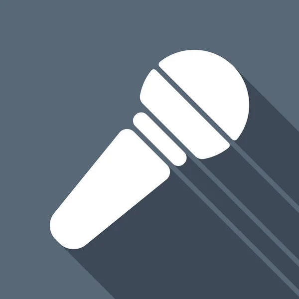 Icône Microphone Mains Icône Plate Blanche Avec Ombre Longue Sur — Image vectorielle