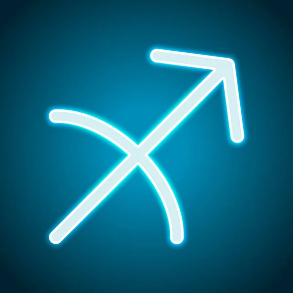 Znak Zodiaku Strzelec Proste Ikona Neon Styl Ikona Światła Dekoracji — Wektor stockowy