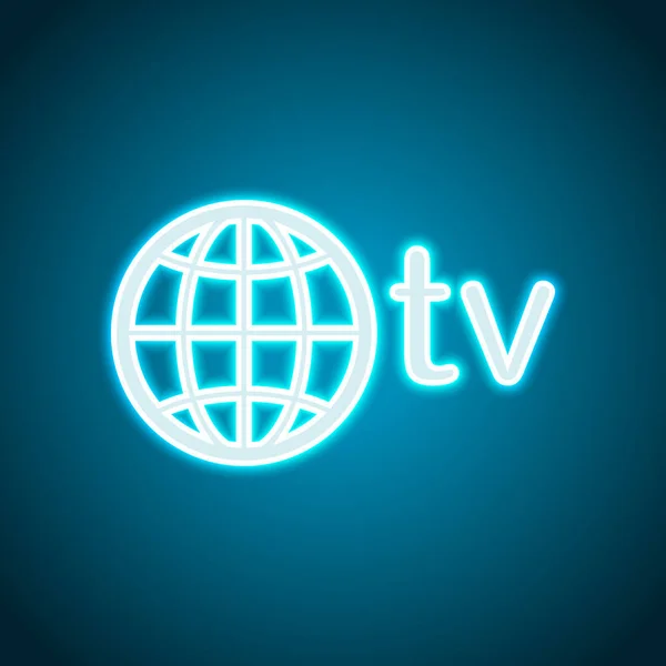 Domaine Pour Les Médias Télévision Globe Télévision Style Néon Icône — Image vectorielle