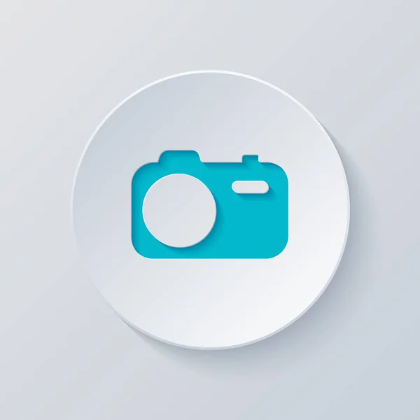 Simple Photo Camera Technology Icon Cut Circle Gray Blue Layers — Stock Vector