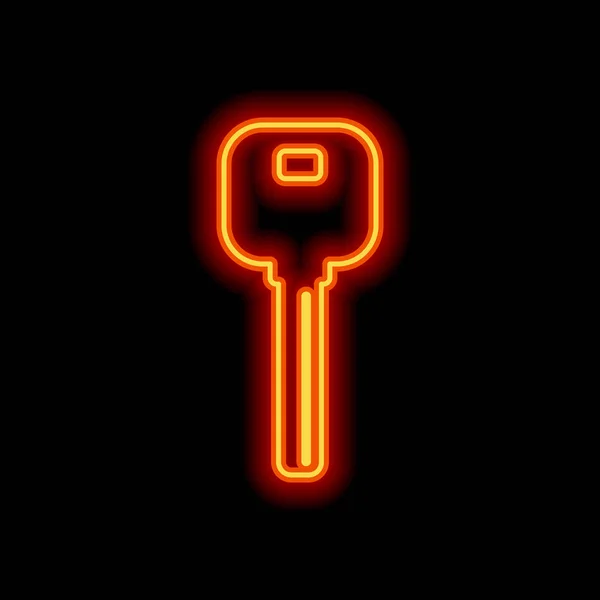 Schlüsselsymbol Orangefarbener Neonstil Auf Schwarzem Hintergrund Lichtzeichen — Stockvektor